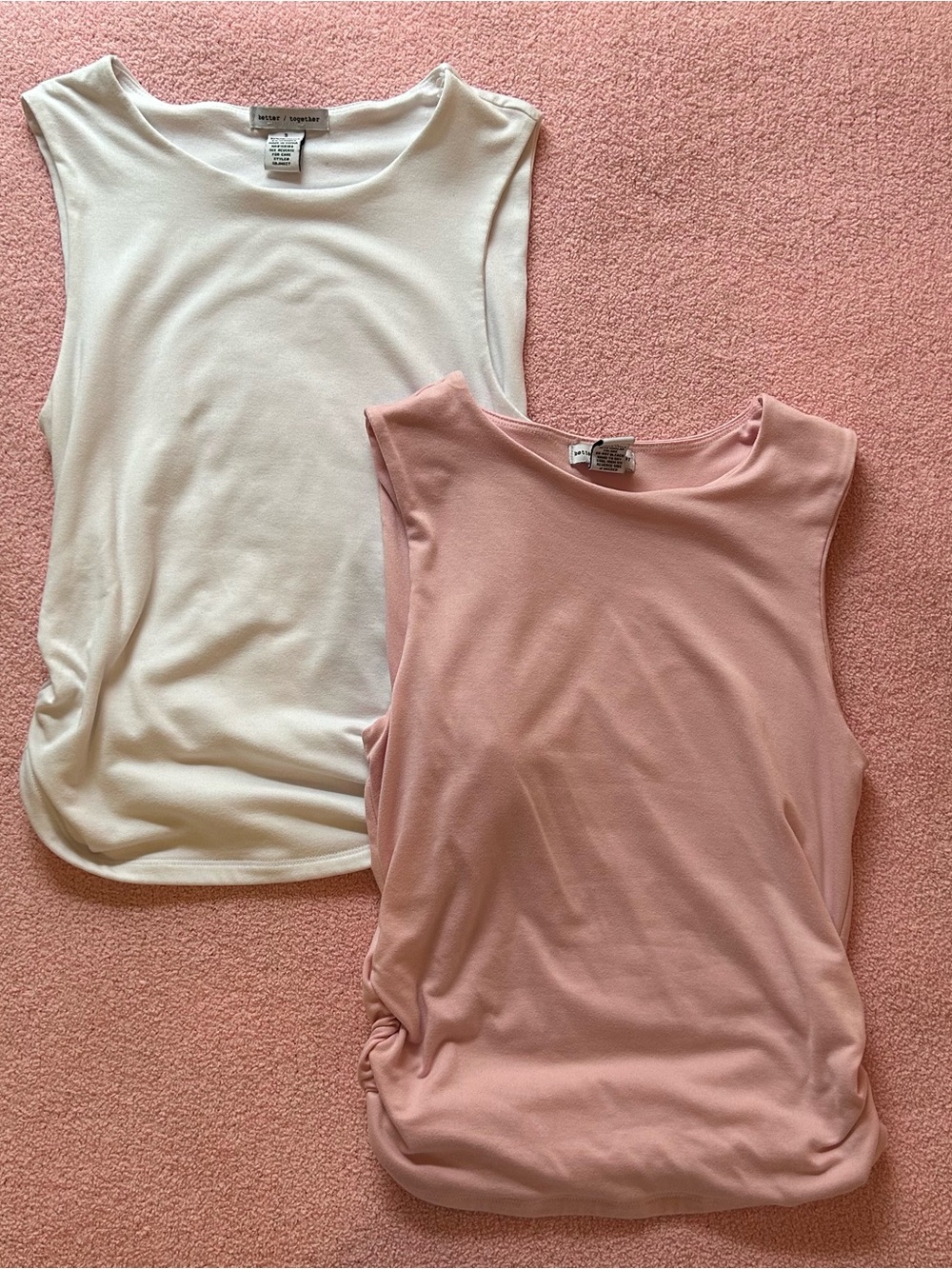 Sleeveless Tank Top Set - Blush Pink and Cream